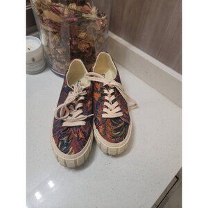 Floral Canvas Low-Top Sneakers in Multicolor